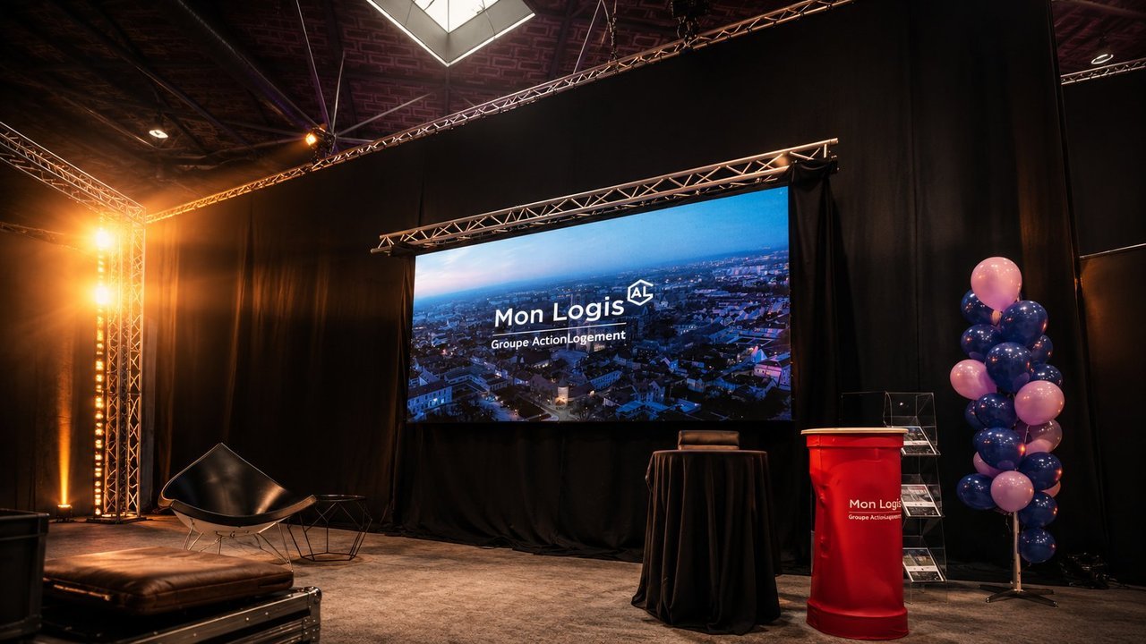 Événement corporate Mon Logis Groupe Action Logement : écran LED grand format pour présentation et keynote